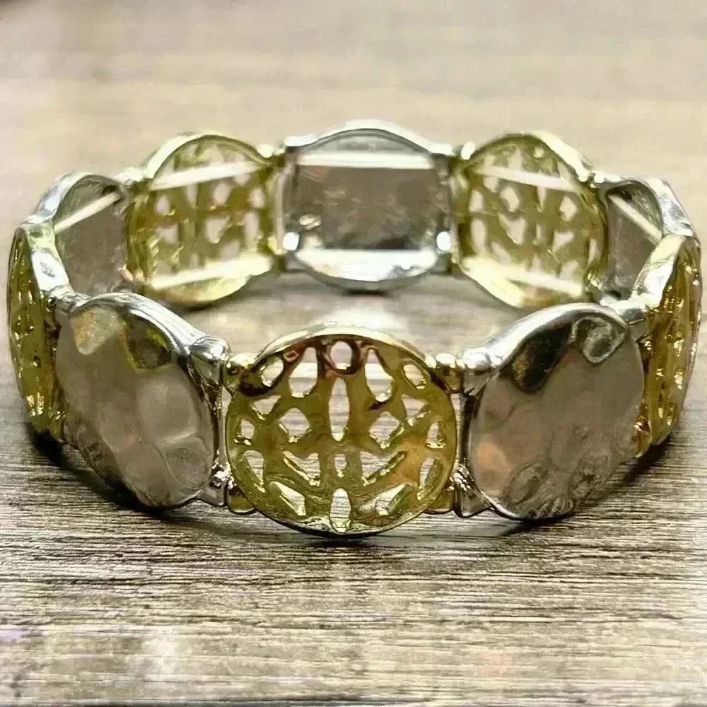 Silver and Gold Tone Stretch Bracelet